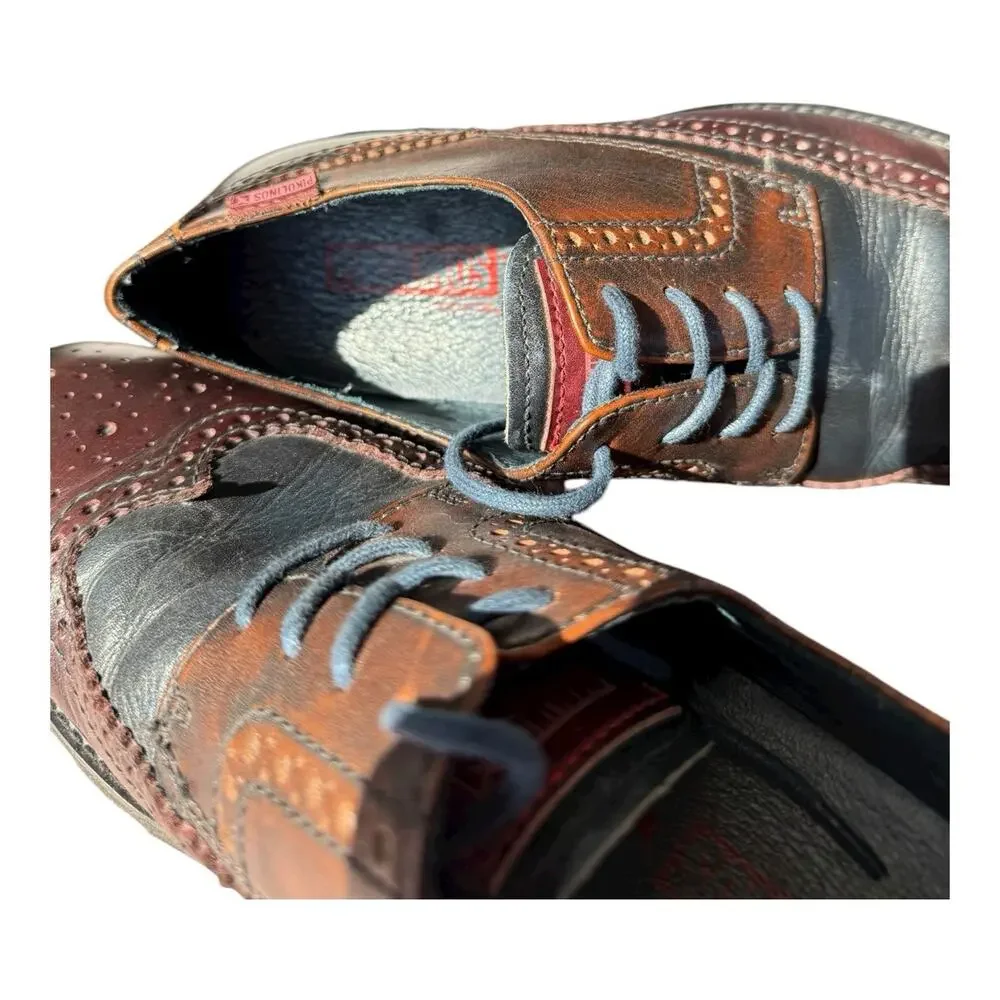 Pikolinos Wingtop Light Weight Brown Blue Leather Sz 39 6.5M/8.5W Oxford Loafers